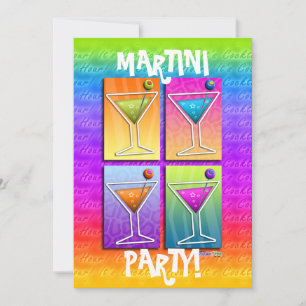 Invitation de fête Pop Art MARTINIS (5X7)