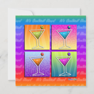 Invitation de fête Pop Art MARTINIS (sq)