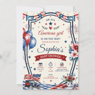 Invitation de fête pour Baby Shower USA Patriotiqu