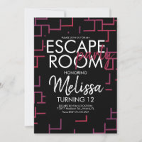 Invitation de fête pour une Escape Room moderne