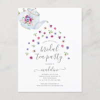 Invitation de fête prénuptiale Floral Théière
