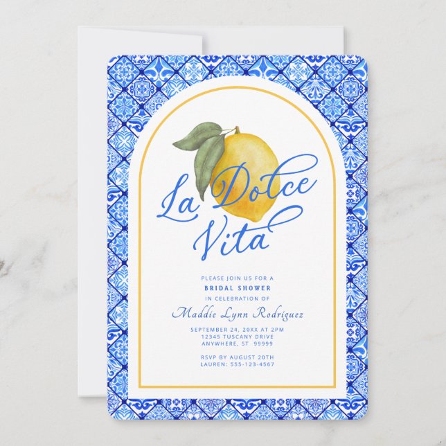 Invitation de fête prénuptiale La Dolce Vita Itali (Devant)