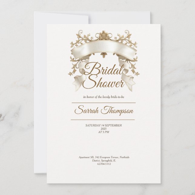 Invitation de fête prénuptiale royale dorée (Devant)