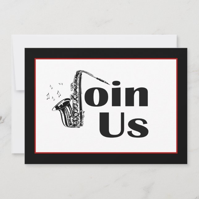 Invitation de fête Rejoignez-nous au Saxophone Jaz (Devant)