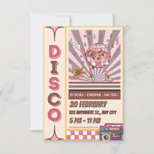 Invitation de fête rétro disco funky années 70 80