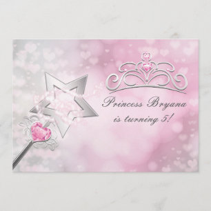 Invitation de fête rose argentée avec baguette et 