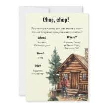 Invitation de fête sur le thème des bûcherons