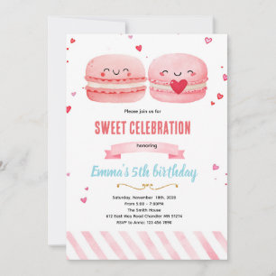 Invitation de fête sur le thème des macarons migno