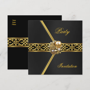 Invitation de fête toutes occasions Velvet noir or