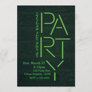 Invitation de fête urbaine mur de briques Neon Glo