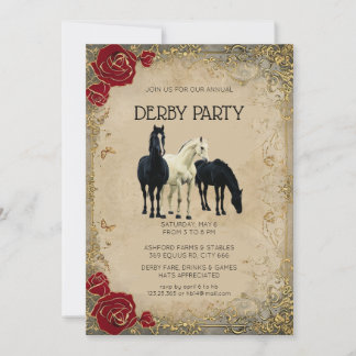 Invitation de fête vintage Kentucky Derby Chevaux