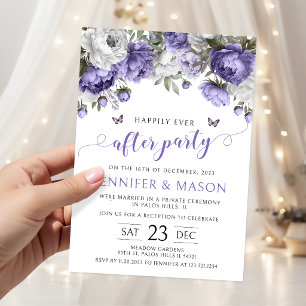 Invitation de fête violet floral pour un bonheur é