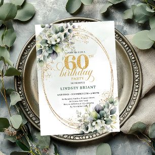Invitation de feuillage verdure Boho 60e anniversa