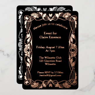 Invitation de feuille de cadre floral Art nouveau