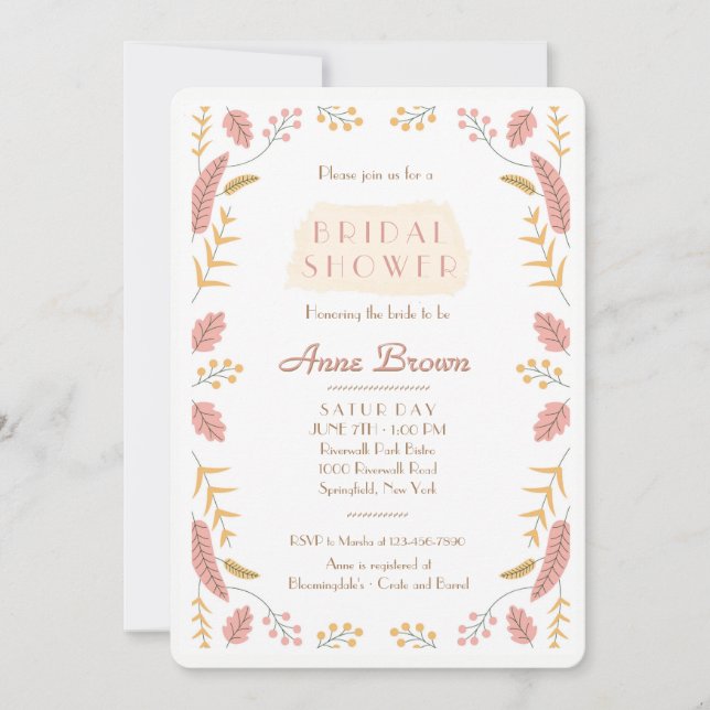 Invitation de feuille et de baies (Devant)