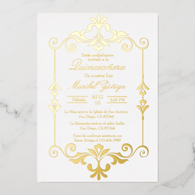 Invitation de feuille Quinceañera (Recto)