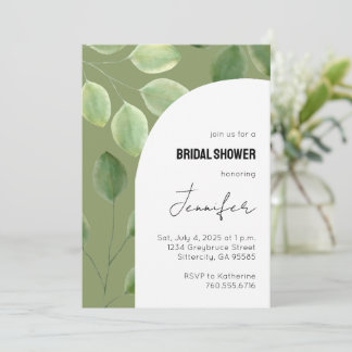 Invitation de feuilles d'eucalyptus d'un beau vert