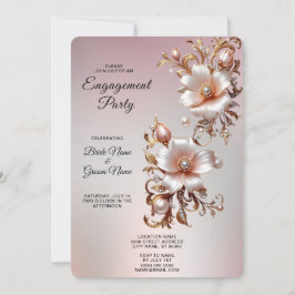 Invitation de fiançailles décorative florale rose