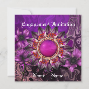 Invitation de fiançailles Mariage Fleur Violette