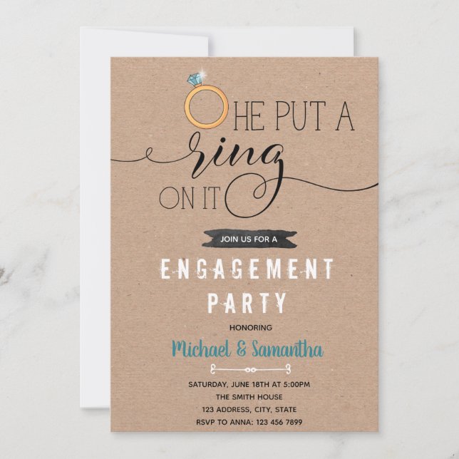 Invitation de fiançailles mettez un anneau dessus (Devant)