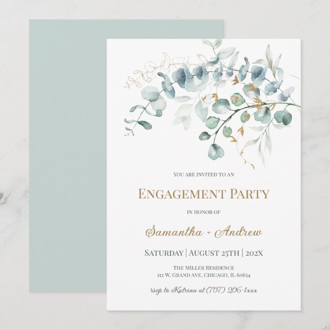 Invitation de fiançailles personnalisée avec thème (Devant / Derrière)