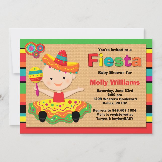 Invitation de Fiesta Baby shower (Devant)