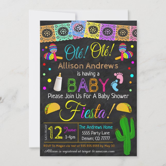 Invitation de Fiesta Baby shower (Devant)