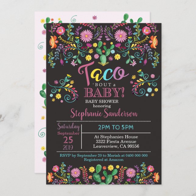 Invitation de Fiesta Baby shower Taco sur un bébé (Devant / Derrière)