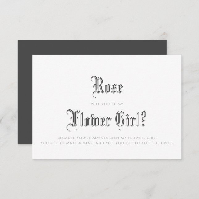 Invitation de fille à fleurs Blackletter (Devant / Derrière)