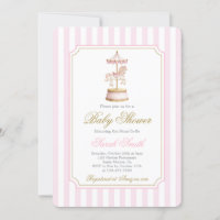 Invitation de fille Baby shower de carrousel