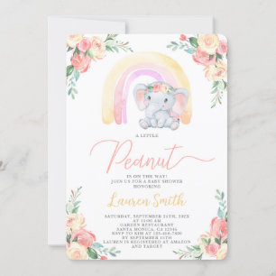 Invitation de fille Baby shower d'éléphant floral
