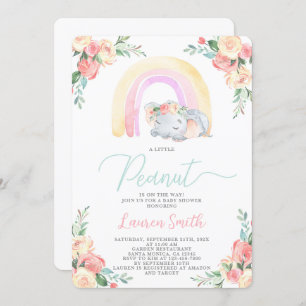 Invitation de fille Baby shower éléphant