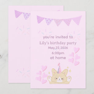 Invitation de fille d'anniversaire   carte personn