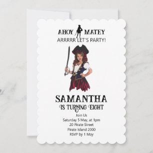 Invitation de fille d'anniversaire Pirate