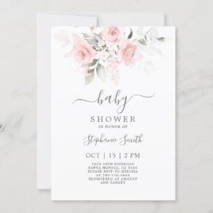 Invitation de fille de Baby shower rose pâle