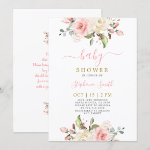 Invitation de fille de Baby shower rose pâle