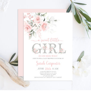 Invitation de fille de Baby shower rose pâle
