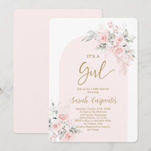 Invitation de fille de Baby shower rose pâle
