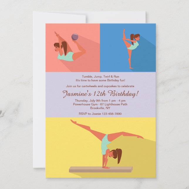 Invitation de fille de gymnastique (Devant)