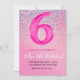 Invitation de fille de sixième anniversaire