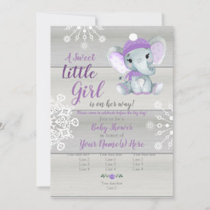 Invitation de fille éléphante, gris rustique, neig