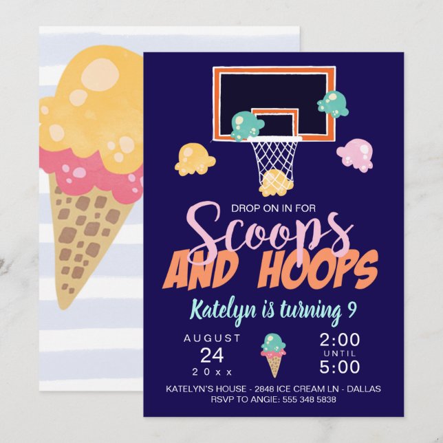 Invitation de filles de basket-ball de Scoops et H (Devant / Derrière)