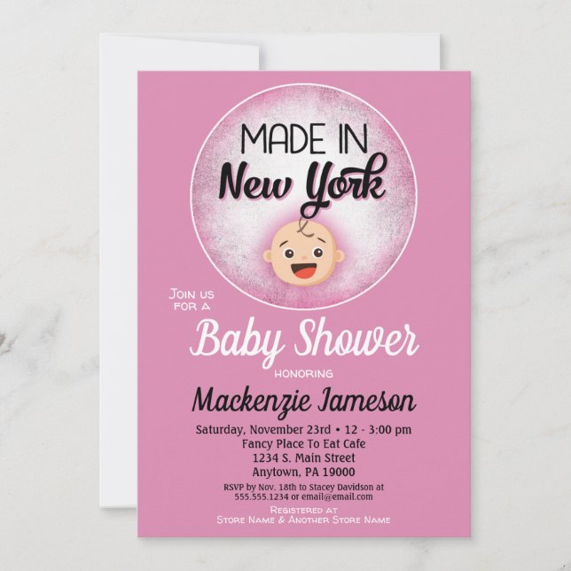 Invitation de filles roses amusantes du Baby showe (Devant)