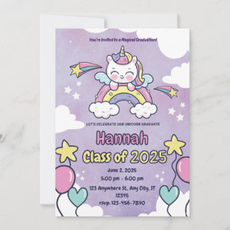 Invitation de fin d'études à la maternelle Licorne