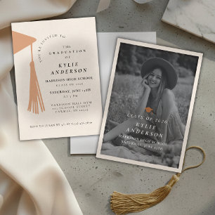 Invitation de fin d'études avec photo de lycée à f