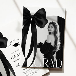Invitation de fin d'études avec photo et nœud noir