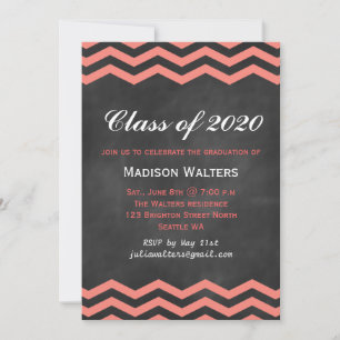 Invitation de fin d'études Coral & Chalkboard