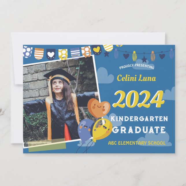 Invitation de fin d'études de maternelle avec phot (Devant)