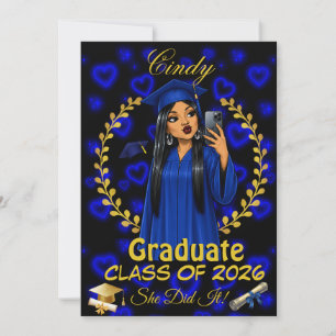 Invitation de fin d'études Latina Classe d'or bleu