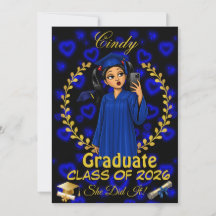 Invitation de fin d'études Latina Classe d'or bleu